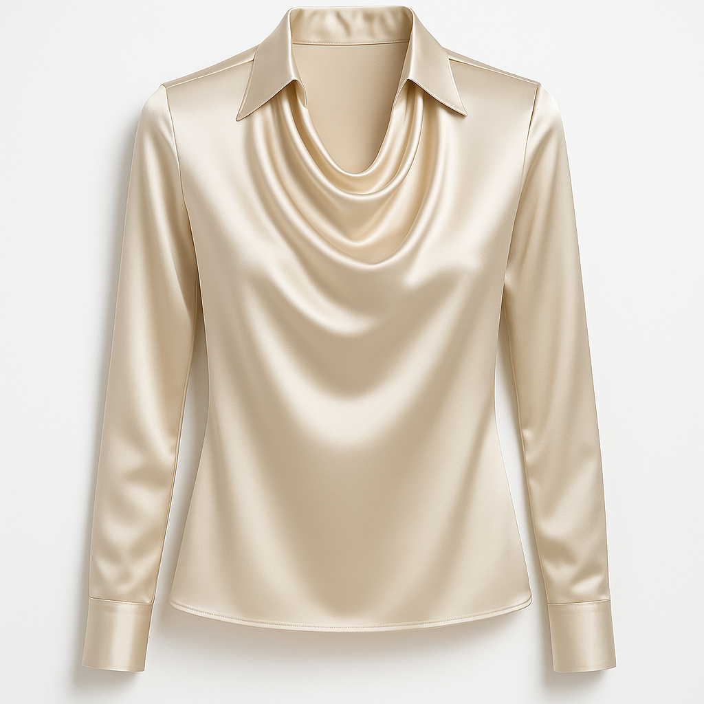 Elsa™ | Glansig blus med plisserad krage – Chic & Tidlös