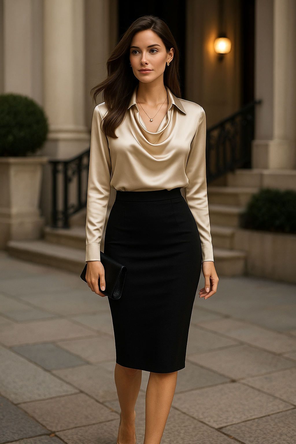 Elsa™ | Glansig blus med plisserad krage – Chic & Tidlös