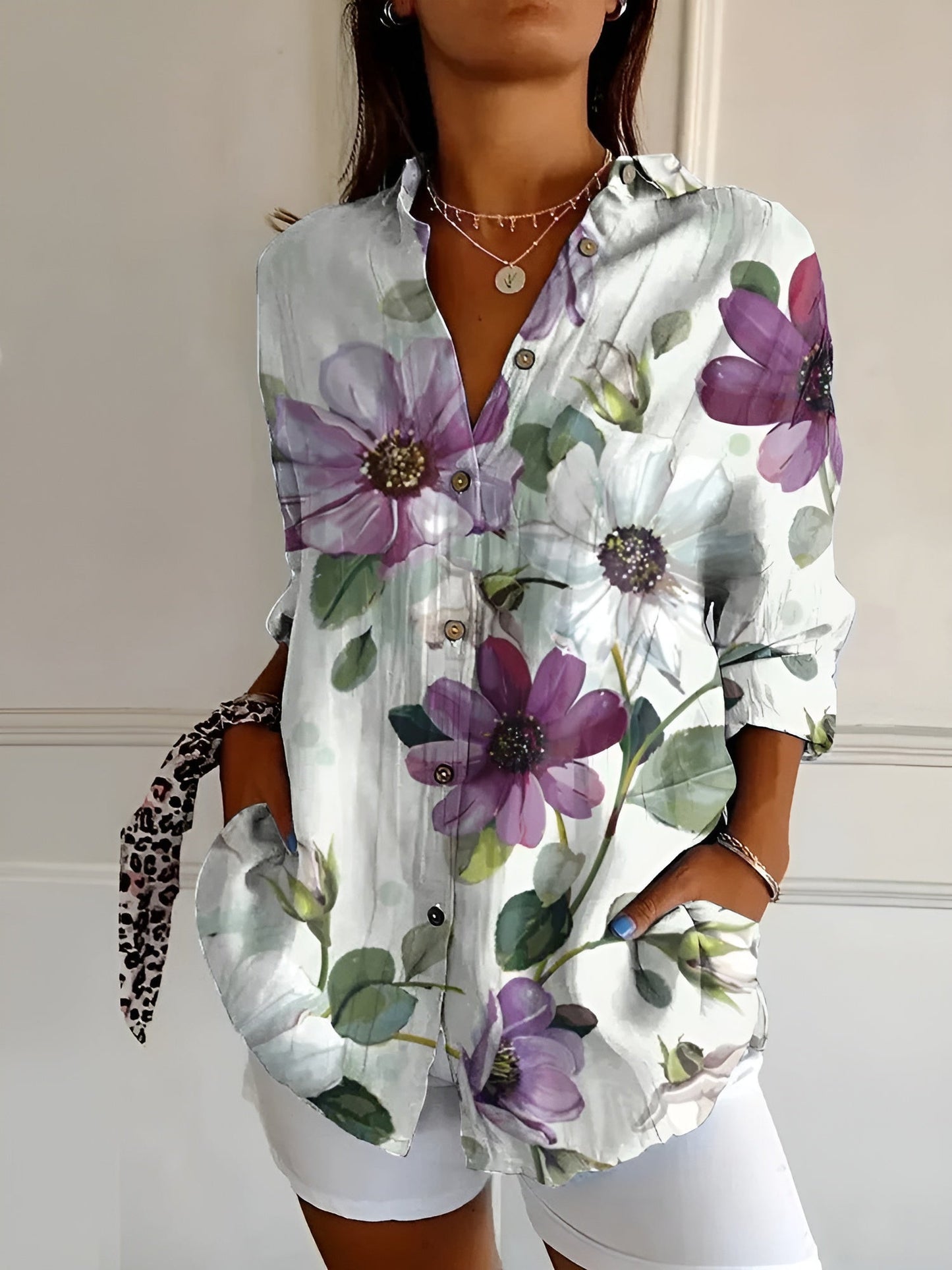 Lova™ | Luftig skjortblus med blommönster 🌸