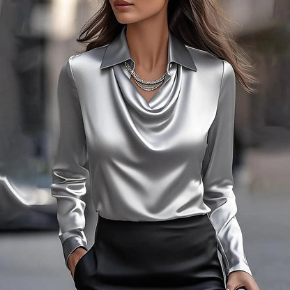 Elsa™ | Glansig blus med plisserad krage – Chic & Tidlös