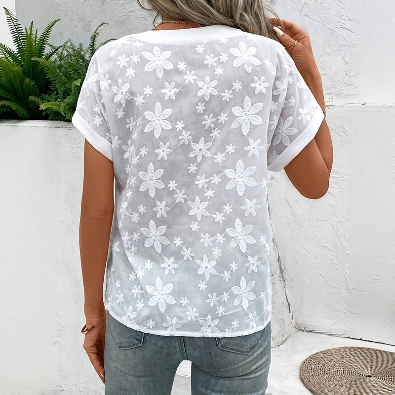 Sassa™ | Elegant blus med romantiskt blombroderi