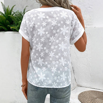 Sassa™ | Elegant blus med romantiskt blombroderi