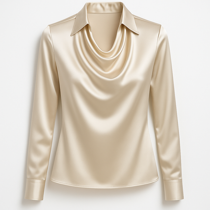 Elsa™ | Glansig blus med plisserad krage – Chic & Tidlös